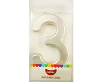 Large Number 3 Candle - Metallic Finish