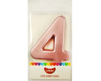 Large Number 4 Candle - Metallic Finish
