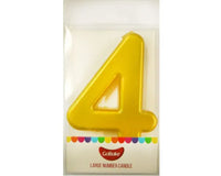 Large Number 4 Candle - Metallic Finish