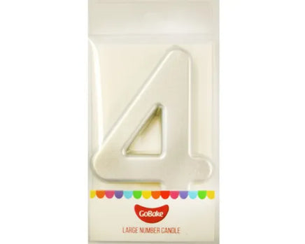 Large Number 4 Candle - Metallic Finish