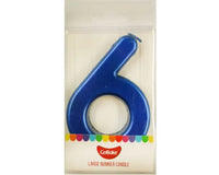 Large Number 6 Candle - Metallic Finish