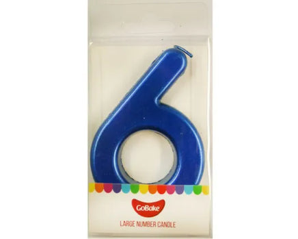 Large Number 6 Candle - Metallic Finish