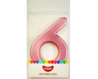 Large Number 6 Candle - Metallic Finish