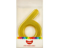Large Number 6 Candle - Metallic Finish