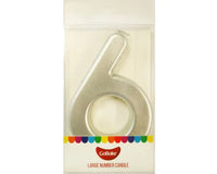 Large Number 6 Candle - Metallic Finish