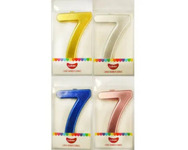 Large Number 7 Candle - Metallic Finish