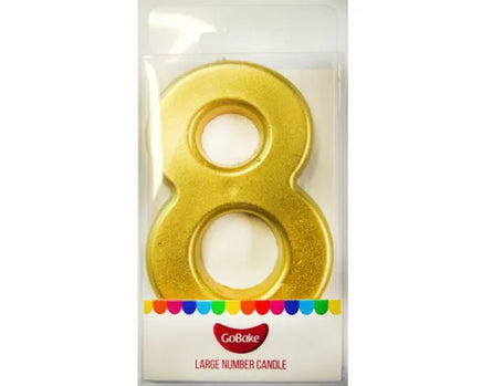 Large Number 8 Candle - Metallic Finish