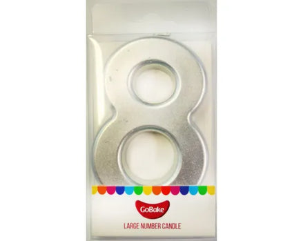 Large Number 8 Candle - Metallic Finish