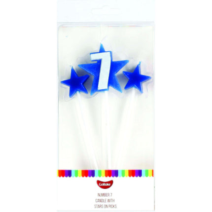 Go Bake Number 7 Candle With Stars on Picks
