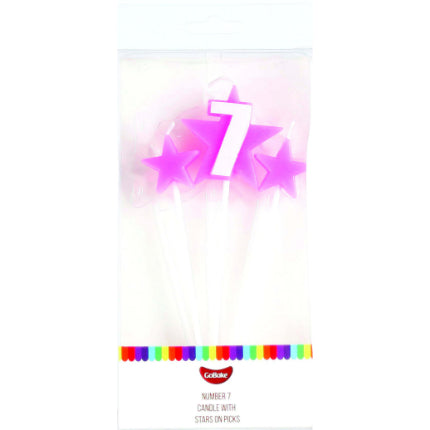Go Bake Number 7 Candle With Stars on Picks