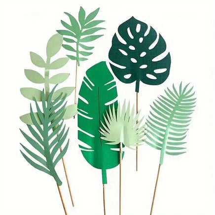 7 Piece Safari Leaves Card Cake Topper Set
