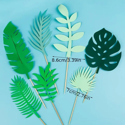 7 Piece Safari Leaves Card Cake Topper Set