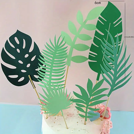 7 Piece Safari Leaves Card Cake Topper Set