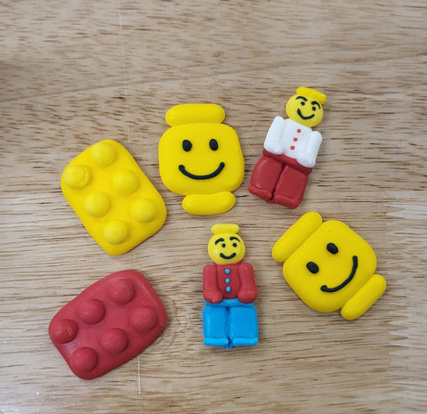 Lego Edible Cupcake Decorations x6