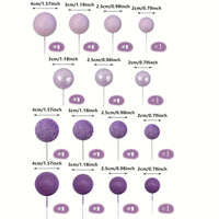 Purple Balls Cake Decorations 15 Piece Set