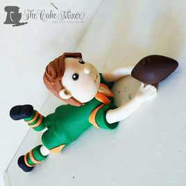 Handmade Gumpaste Rugby Player Cake Topper