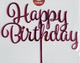 Pink Happy Birthday Cake Topper - Acrylic - Go Bake