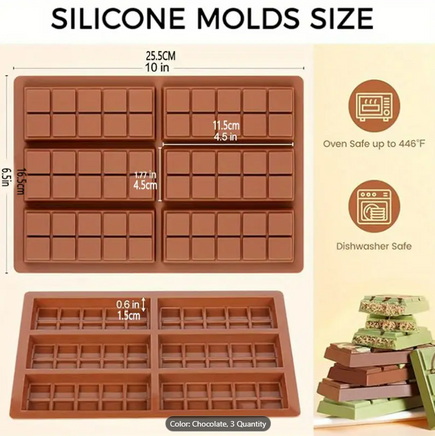 Silicone Chocolate Bar Mould. 6 Cavity Mould