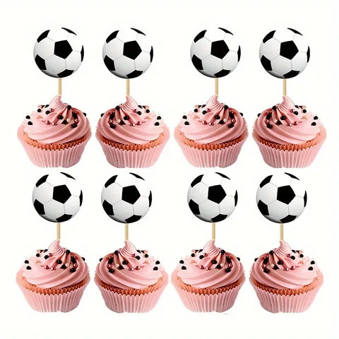 Soccer Ball Cupcake Picks x12