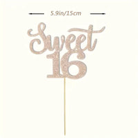 Rose Gold Sweet 16 Card Cake Topper