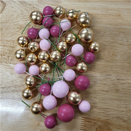 Gold & Pink Balls Cake Decorations
