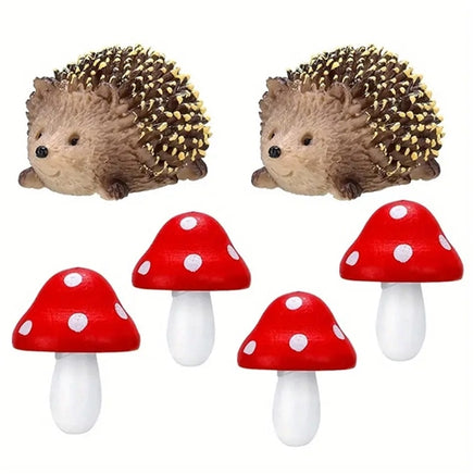 Hedgehog and Toadstools Mini Cake Decoration Set