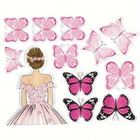 Beautiful Lady With Butterflies Cake Decorations.
