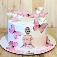 Beautiful Lady With Butterflies Cake Decorations.