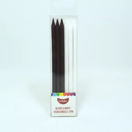 Black & White Cake Candles - 12 Pack | Birthday, Wedding, Party Decor