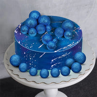 Glitter Blue Ball Cake Decorations - Non Edible