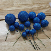 Glitter Blue Ball Cake Decorations - Non Edible