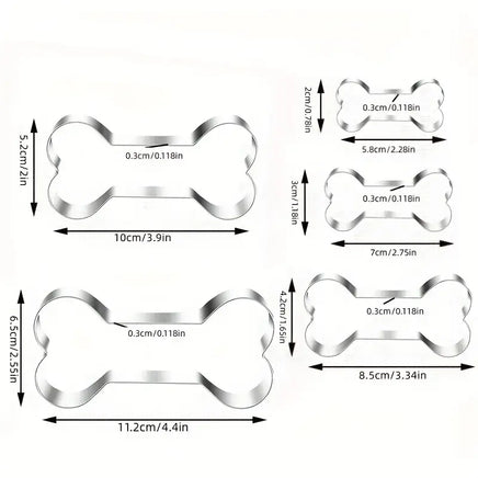 5 Piece Dog Bone Cookie Cutter Set