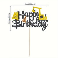 Construction Theme Cake Topper. Quality card