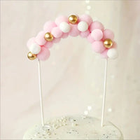 Pink White Pom Pom Rainbow Cake Decoration
