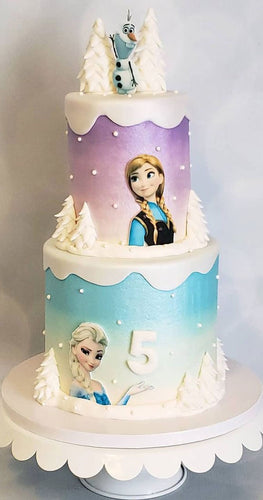 Disney Frozen Cake. Kids Birthday .Frozen Themed Child`s Birthday Cake . Frozen  Birthday Cake Editorial Stock Image - Image of festive, blue: 182595999