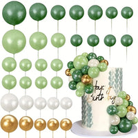 Green, White & Gold Balls Cake Decorations