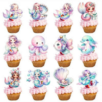 Whimsical Unicorn & Sea Creature Cupcake Picks x12