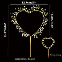 Gold Heart Cake Topper With Ivory Pearls
