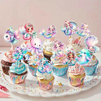 Whimsical Unicorn & Sea Creature Cupcake Picks x12