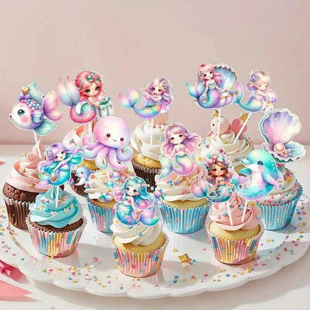Whimsical Unicorn & Sea Creature Cupcake Picks x12