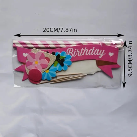 Super Cute Card Unicorn Cake Topper Set.
