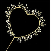 Gold Heart Cake Topper With Ivory Pearls