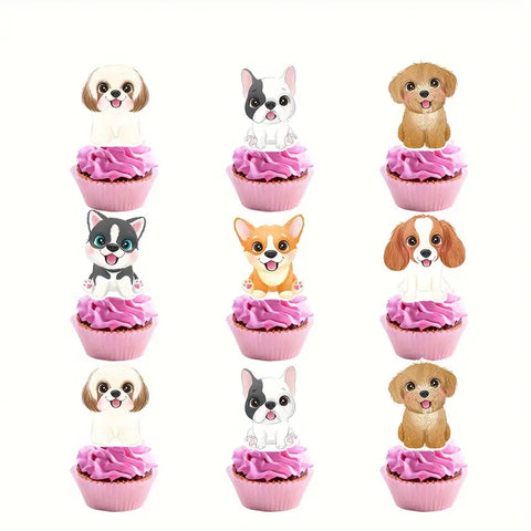 Cute Puppy Cupcake Topper Picks. Quality Card