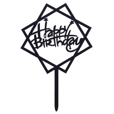 Acrylic Happy Birthday Cake Topper Square