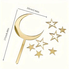 Acrylic Gold Moon & Star Cake Topper Set