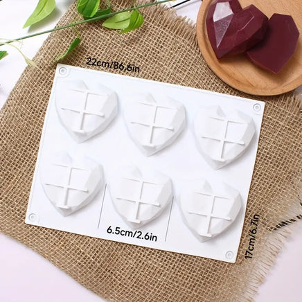 Geometric Heart Chocolate Mould - 6 Cavity