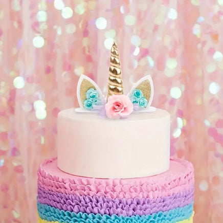 Unicorn Horn & Ears Cake Decoration Gold