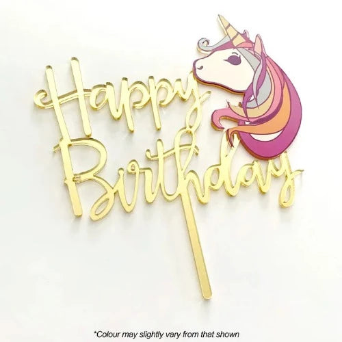 Unicorn Happy Birthday Acrylic Cake Topper
