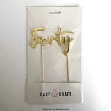 Forty Gold Metal Plated Cake Topper - Cake Craft