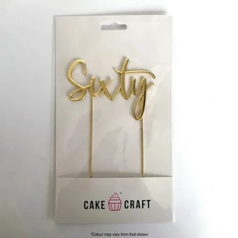 Sixty Gold Cake Topper - Metal Plated Acrylic